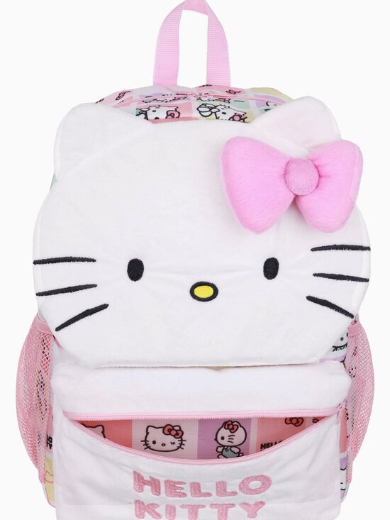 Hello Kitty Plush Face Laptop Backpack - School Travel Bag